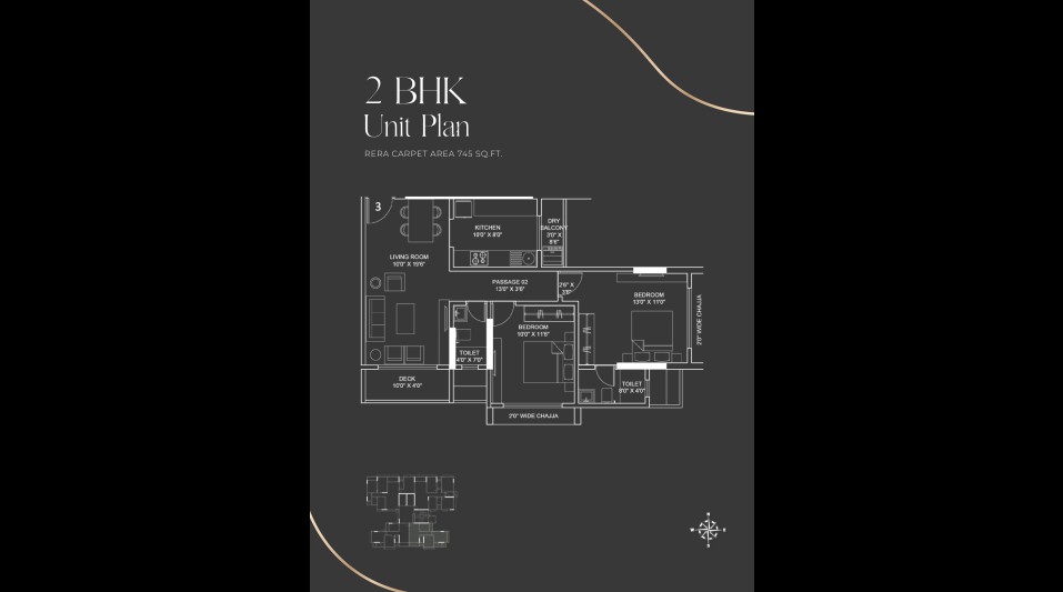 PSK Altair 77 - 2 BHK Unit Plan