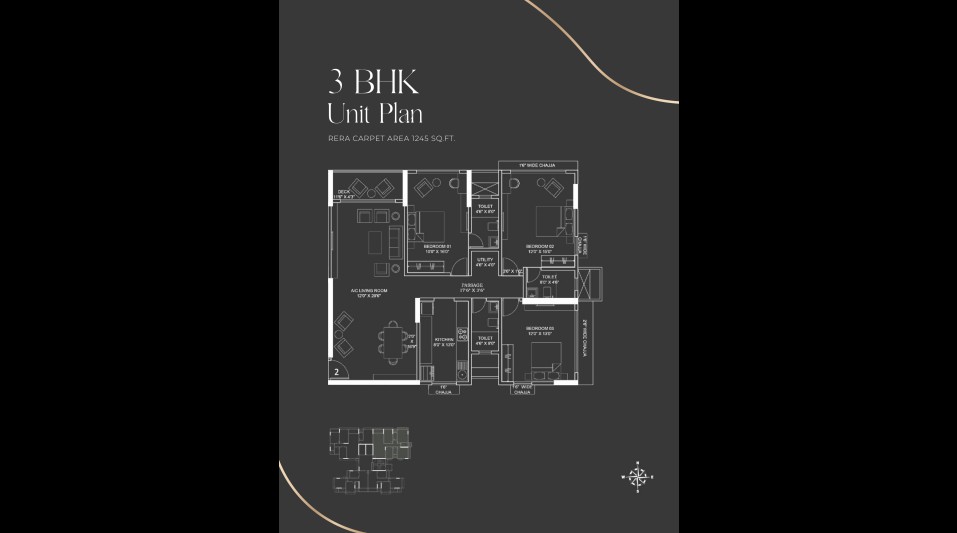 PSK Altair 77 - 3 BHK Unit Plan